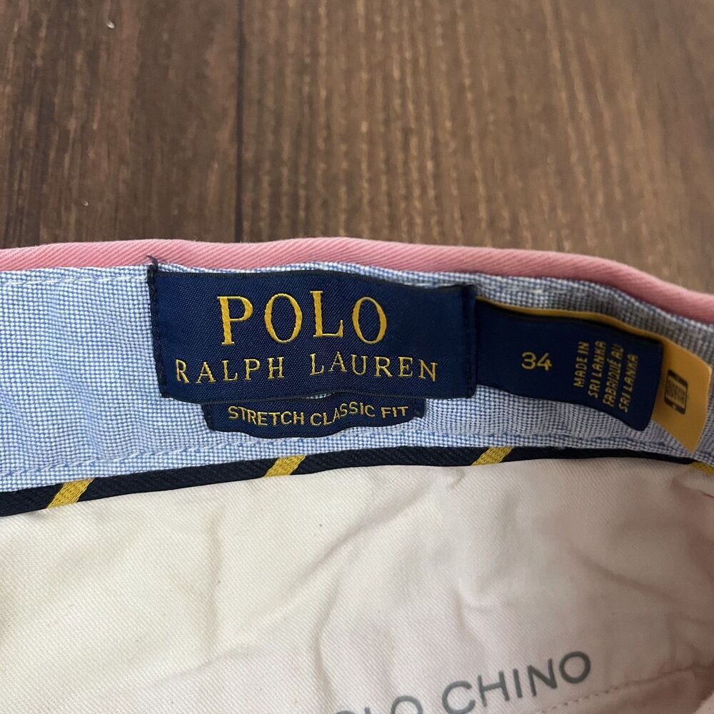 Polo Ralph Lauren Shorts Pink Chino Stretch Classic Fit Cotton Mens 34 6" inseam - Picture 3 of 6